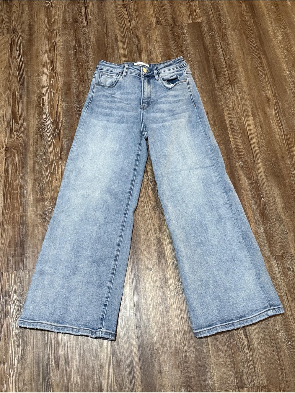 Risen Cropped Wide Leg Jeans Women's 3/26 High Rise Stretch Fit Denim